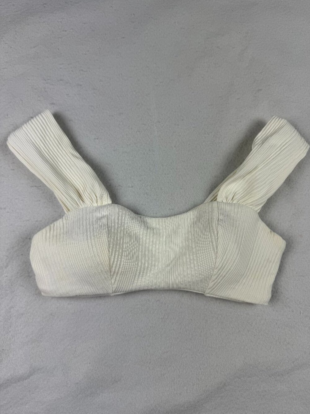 L*SPACE Cream Ribbed Texture Bikini Top Size S